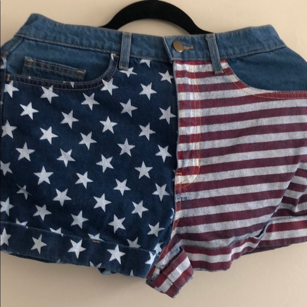 American Flag Denim Shorts